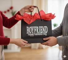 Load image into Gallery viewer, Handmade Valentine's Gift Bag for Him and Her – Premium Black & Holographic Gift Wrap