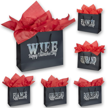 Load image into Gallery viewer, Handmade Valentine's Gift Bag for Him and Her – Premium Black & Holographic Gift Wrap