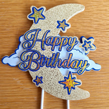Load image into Gallery viewer, Custom Moon and Stars Cake Topper