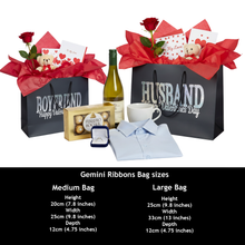 Load image into Gallery viewer, Handmade Valentine's Gift Bag for Him and Her – Premium Black & Holographic Gift Wrap
