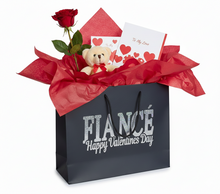 Load image into Gallery viewer, Handmade Valentine's Gift Bag for Him and Her – Premium Black & Holographic Gift Wrap