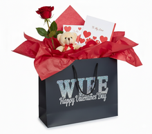 Load image into Gallery viewer, Handmade Valentine's Gift Bag for Him and Her – Premium Black & Holographic Gift Wrap