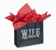 Load image into Gallery viewer, Handmade Valentine's Gift Bag for Him and Her – Premium Black & Holographic Gift Wrap