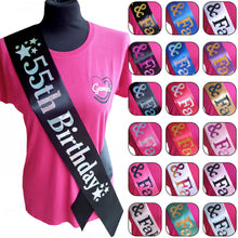 Load image into Gallery viewer, 55th Birthday Holographic Star Sash