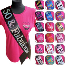 Load image into Gallery viewer, 50 and Fabulous Holographic Birthday Sash