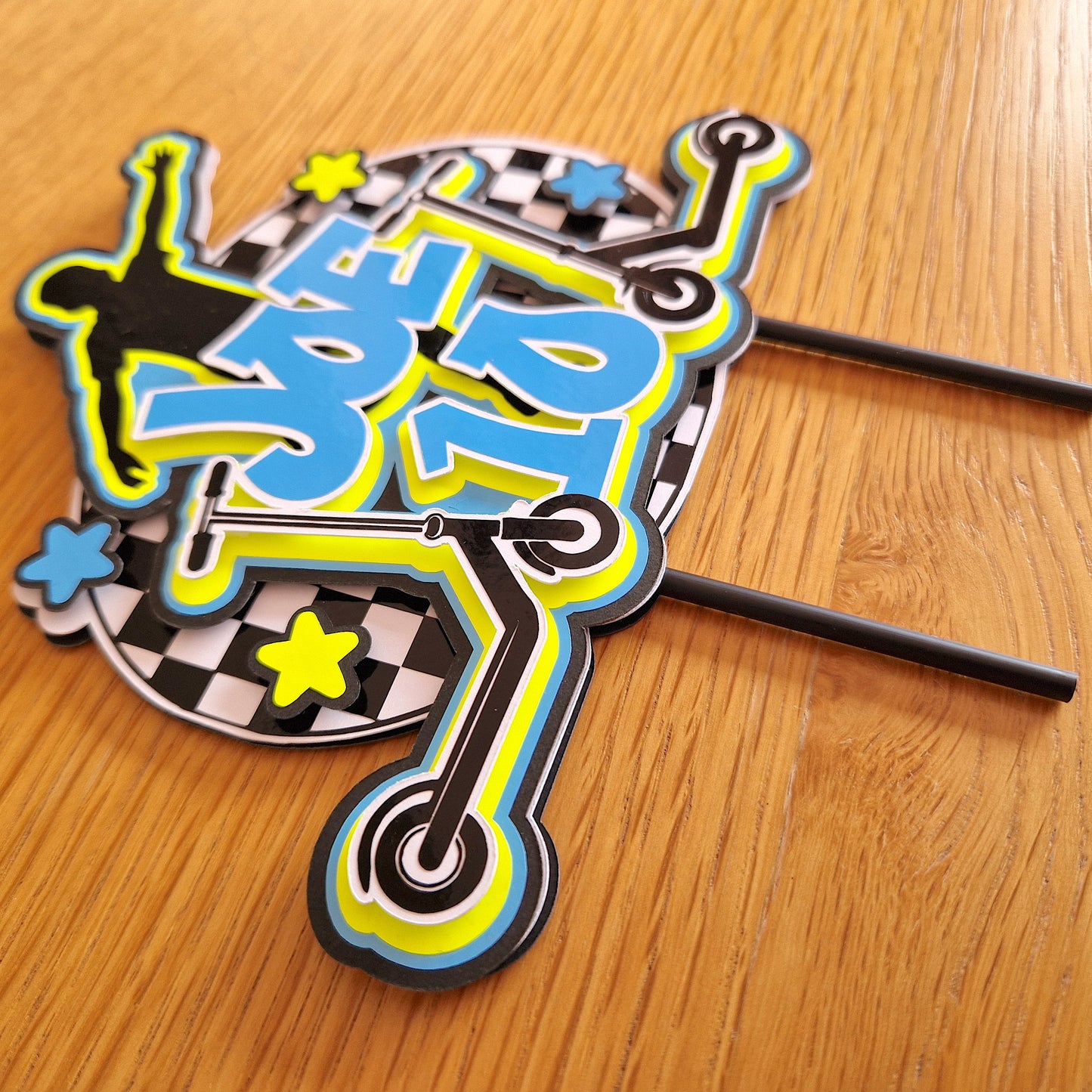 Personalised Scooter Cake Topper - Custom Name & Age