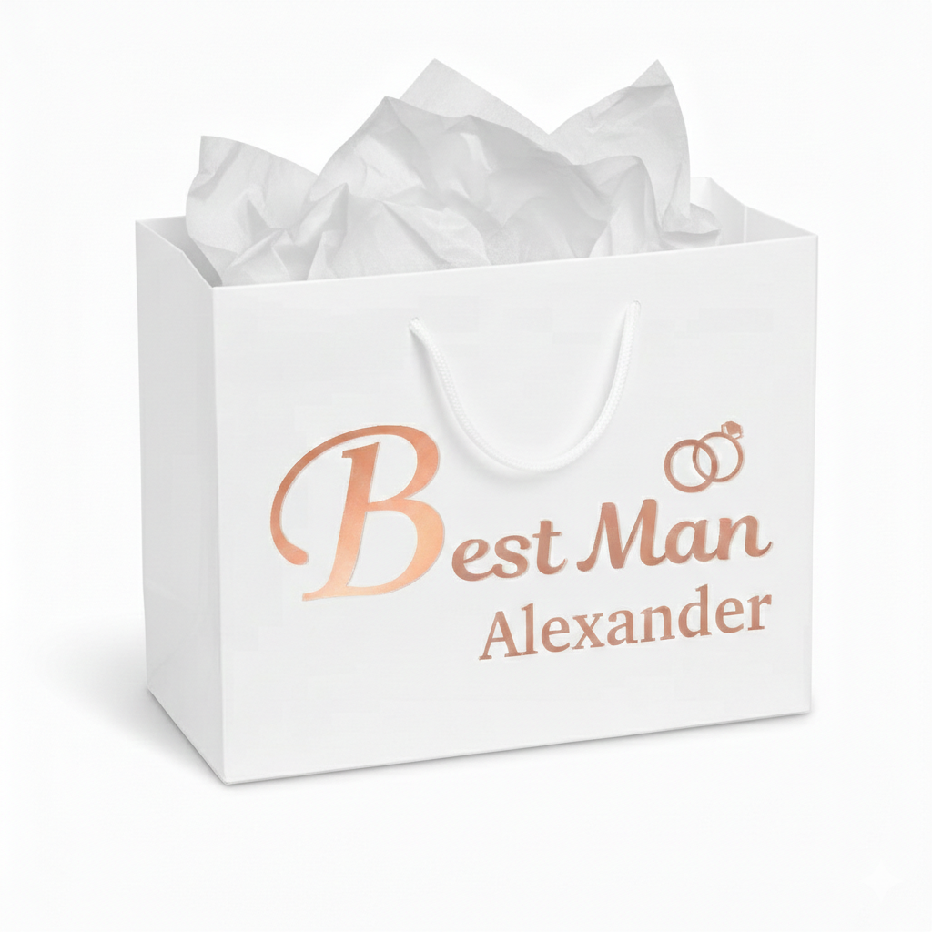 Best Man Luxury Gift Bag with White Tissue Paper – Standard or Personalised
