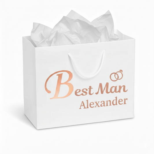 Best Man Luxury Gift Bag with White Tissue Paper – Standard or Personalised
