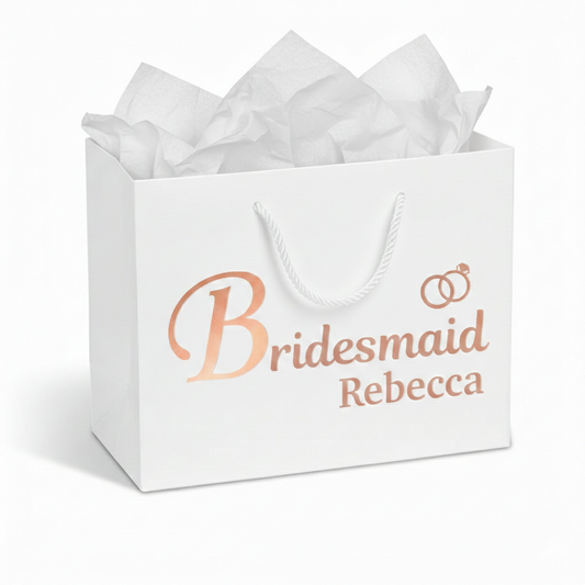 Bridesmaid Luxury Gift Bag with White Tissue Paper – Standard or Personalised