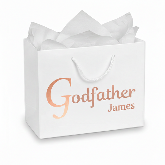 Personalised Christening Gift Bags for Godfather & Godmother – Custom Thank You Bags, 3 Sizes