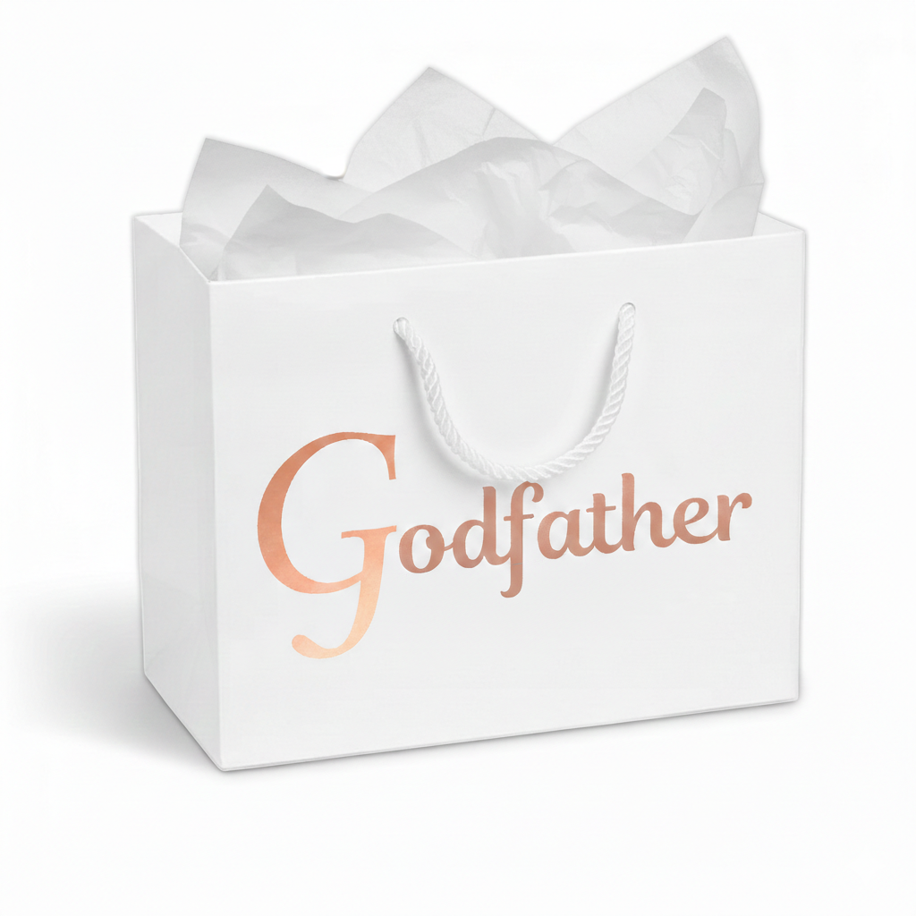 Personalised Christening Gift Bags for Godfather & Godmother – Thank You Bags, 3 Sizes