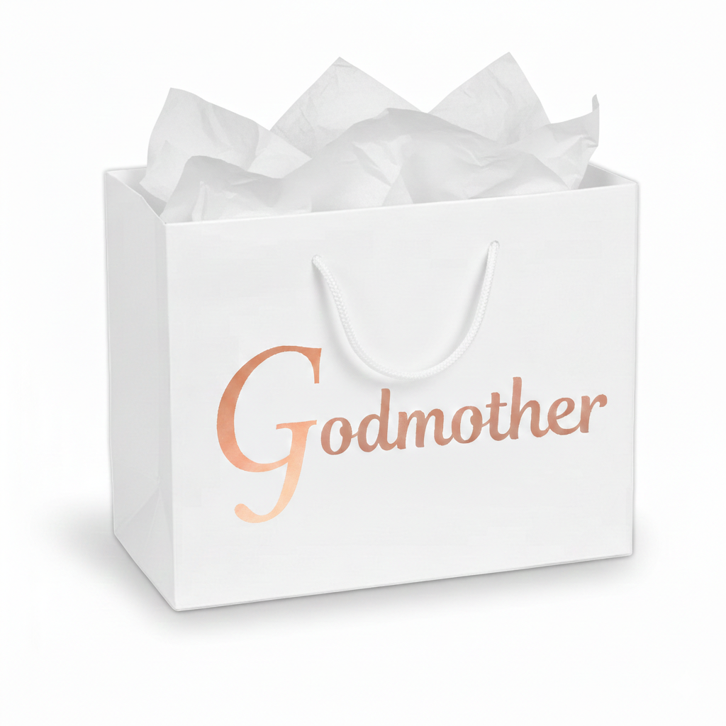 Personalised Christening Gift Bags for Godfather & Godmother – Thank You Bags, 3 Sizes