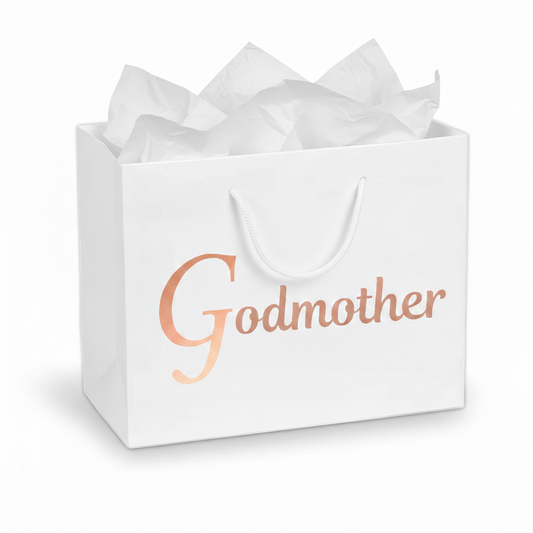 Personalised Christening Gift Bags for Godfather & Godmother – Thank You Bags, 3 Sizes