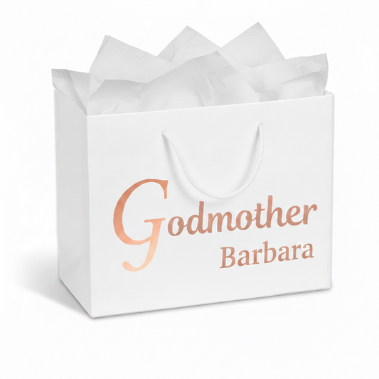Personalised Christening Gift Bags for Godfather & Godmother – Custom Thank You Bags, 3 Sizes
