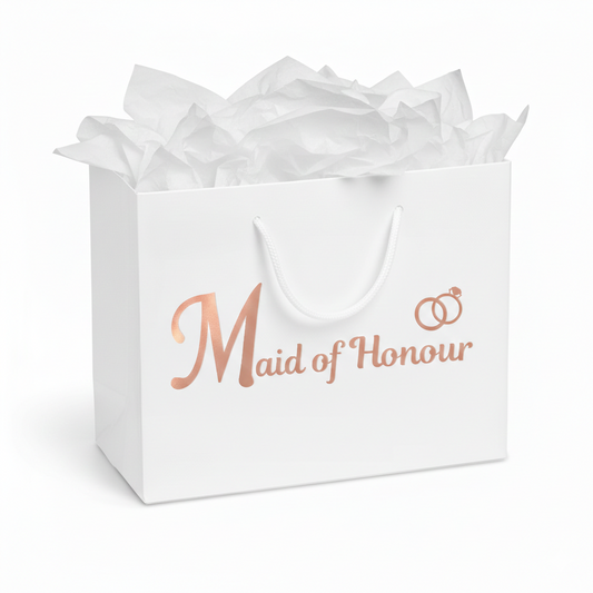 Maid of Honour Luxury Gift Bag with White Tissue Paper – Standard or Personalised
