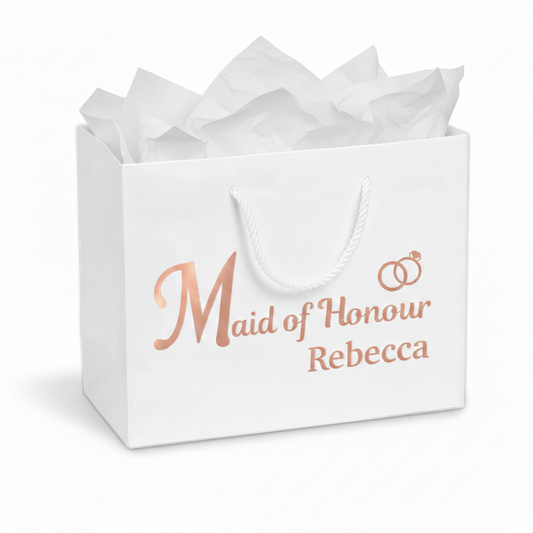 Maid of Honour Luxury Gift Bag with White Tissue Paper – Standard or Personalised