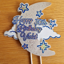 Load image into Gallery viewer, Custom Moon and Stars Cake Topper
