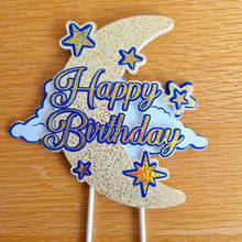 Load image into Gallery viewer, Custom Moon and Stars Cake Topper
