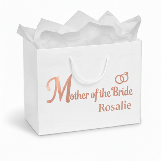 Mother of the Bride Luxury Gift Bag with White Tissue Paper – Standard or Personalised