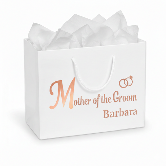 Mother of the Groom Luxury Gift Bag with White Tissue Paper – Standard or Personalised