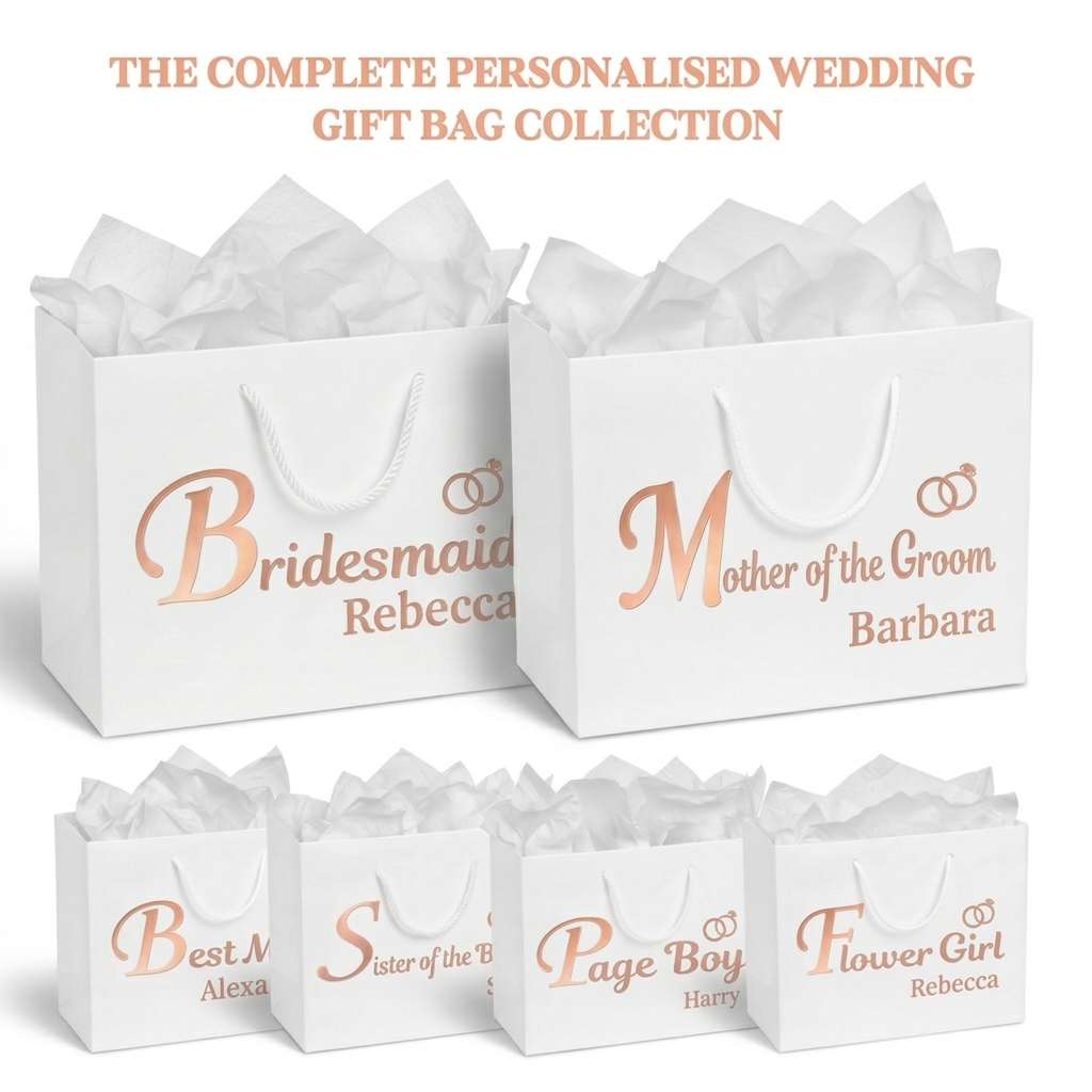 Personalised Luxury Wedding Thank You Gift Bags | Elegant Bridal & Groom Party Gift Wrap