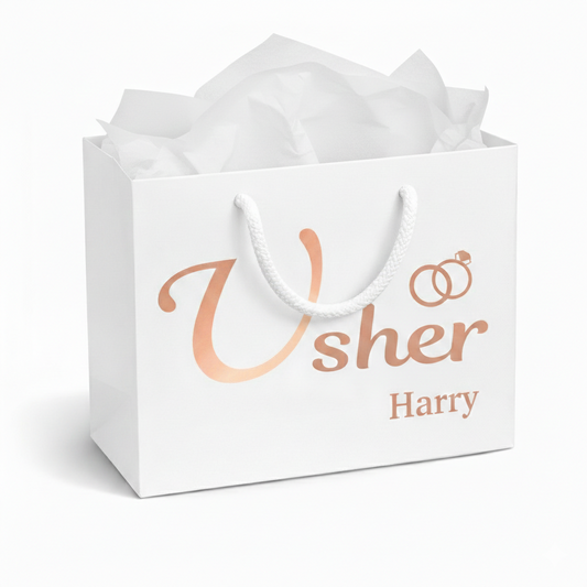Usher Luxury Gift Bag with White Tissue Paper – Standard or Personalised