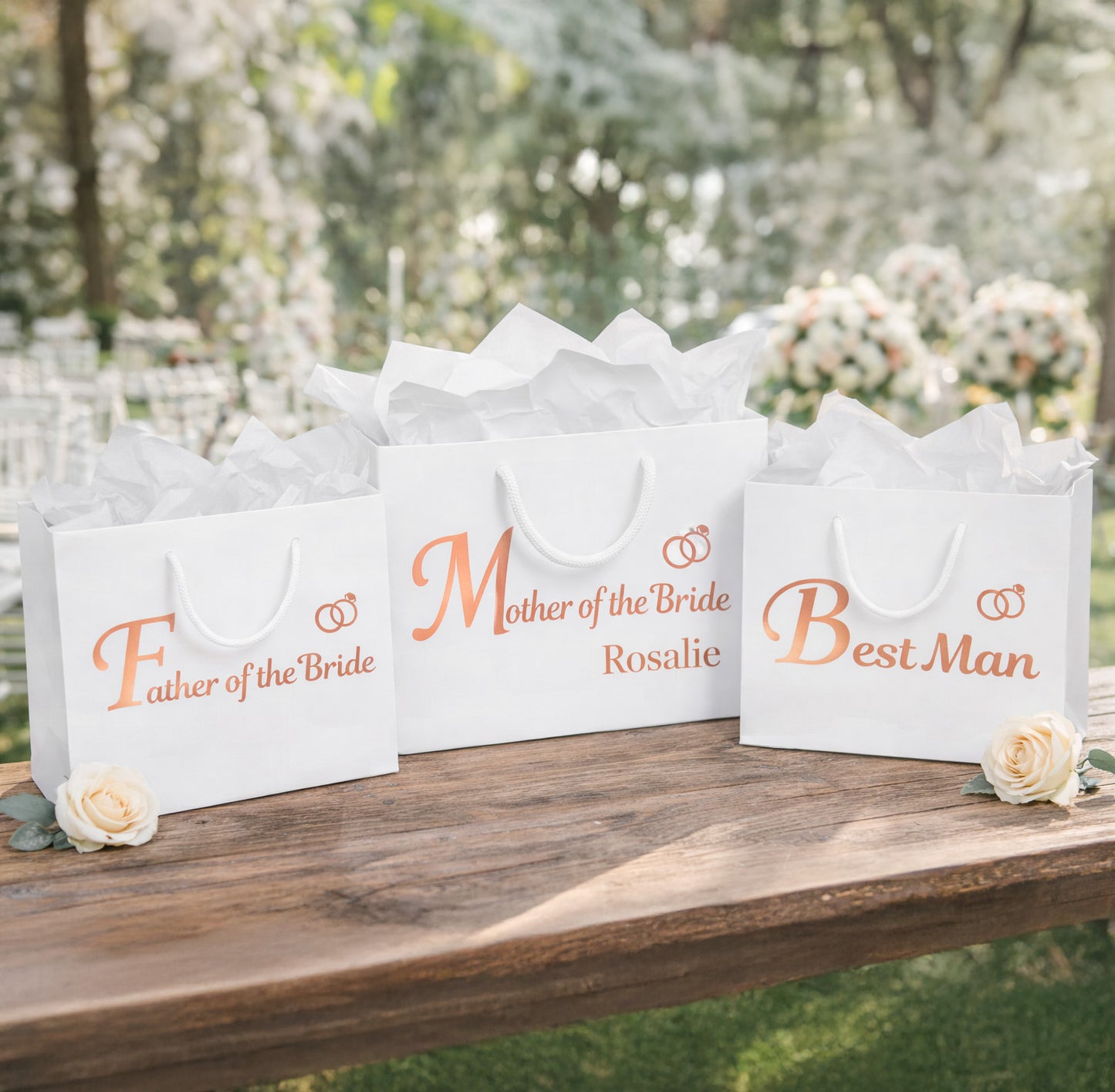 Luxury Wedding Thank You Gift Bags | Elegant Bridal & Groom Party Gift Wrap