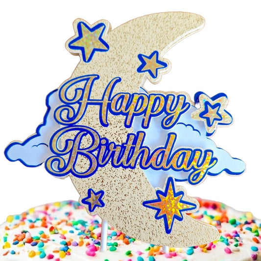 Custom Moon and Stars Cake Topper