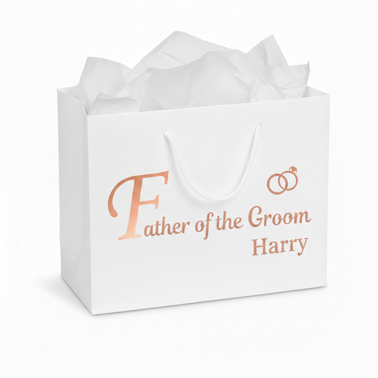 Father of the Groom Luxury Gift Bag with White Tissue Paper – Standard or Personalised