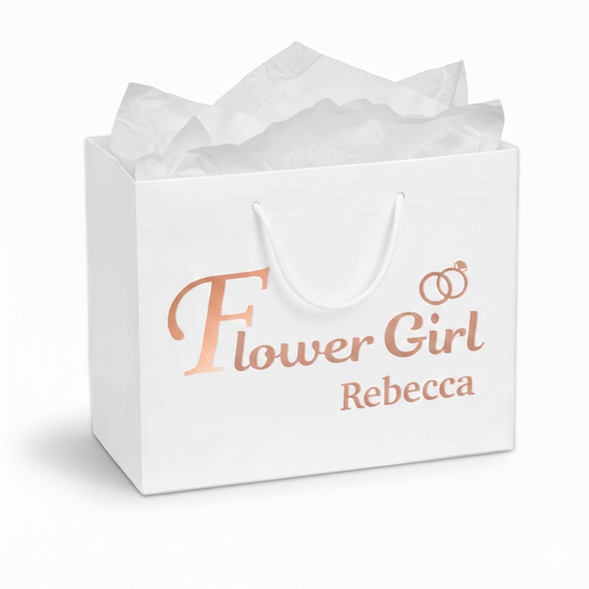 Flower Girl Luxury Gift Bag with White Tissue Paper – Standard or Personalised