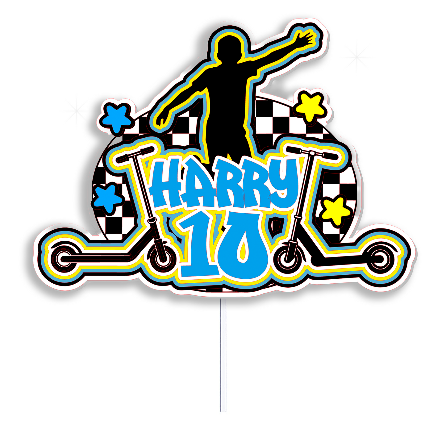Personalised Scooter Cake Topper - Custom Name & Age