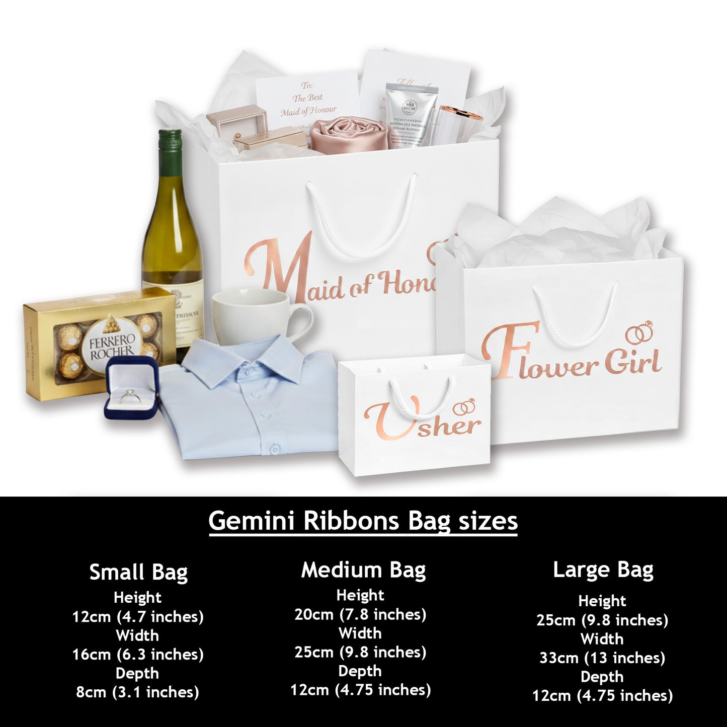 Usher Luxury Gift Bag with White Tissue Paper – Standard or Personalised