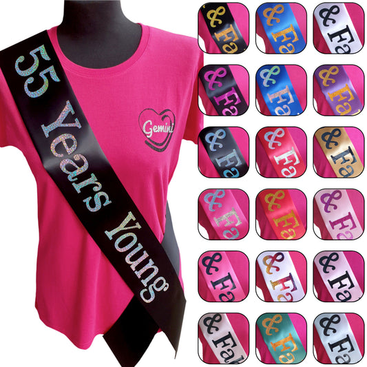 55 Years Young Birthday Holographic Sash
