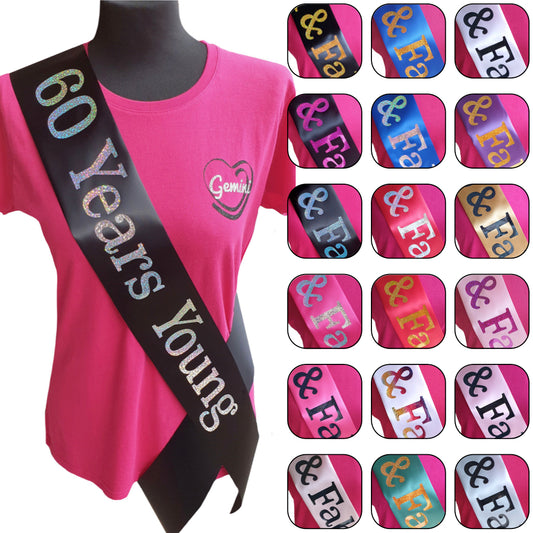60 Years Young Birthday Holographic Sash