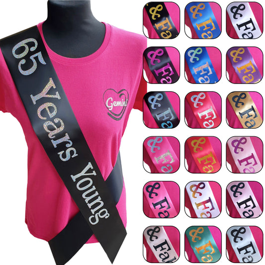 65 Years Young Birthday Holographic Sash