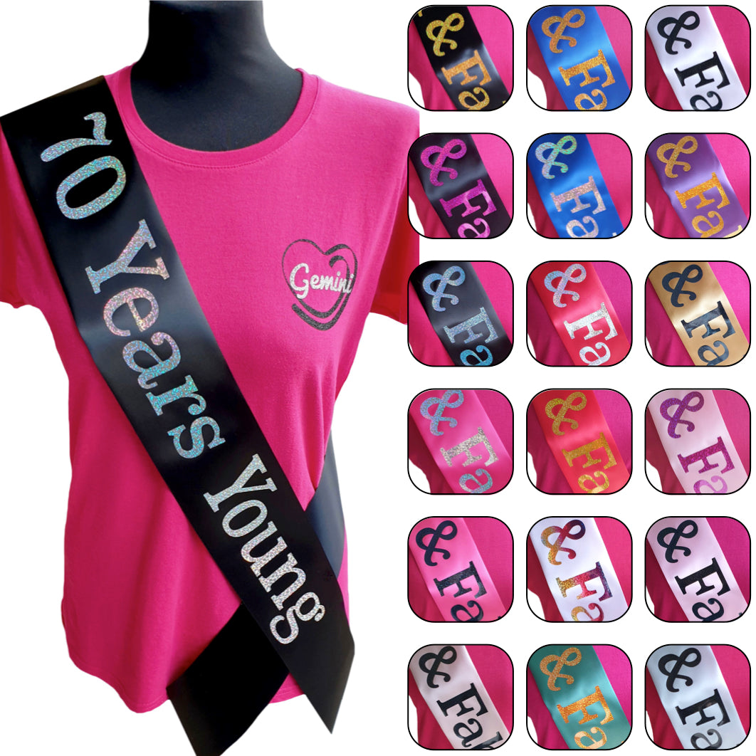 70 Years Young Birthday Holographic Sash