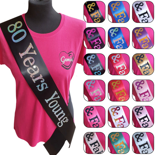 80 Years Young Birthday Holographic Sash