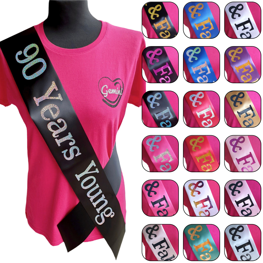 90 Years Young Birthday Holographic Sash