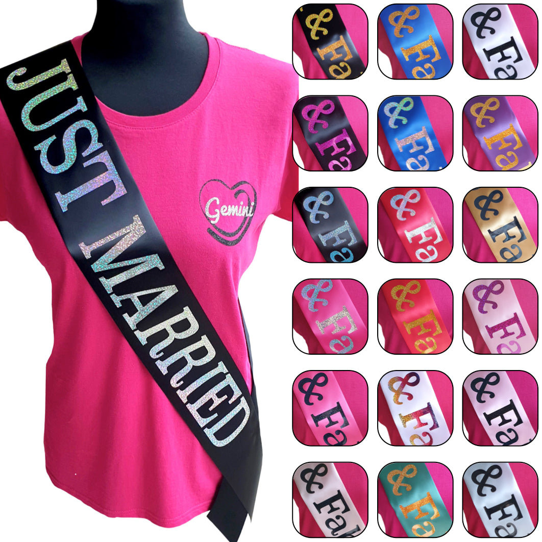 Just Married Holographic Sash