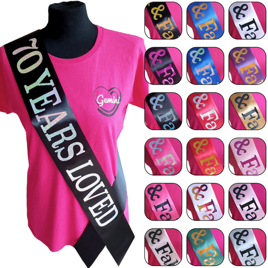 70 Years Loved Birthday Holographic Sash