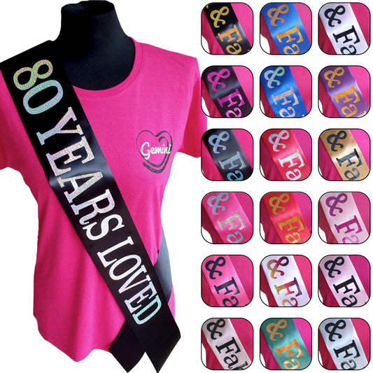 80 Years Loved Birthday Holographic Sash