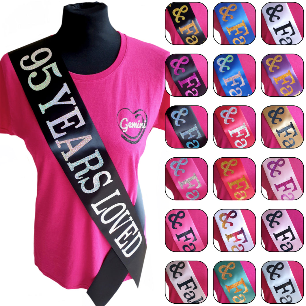 95 Years Loved Birthday Holographic Sash