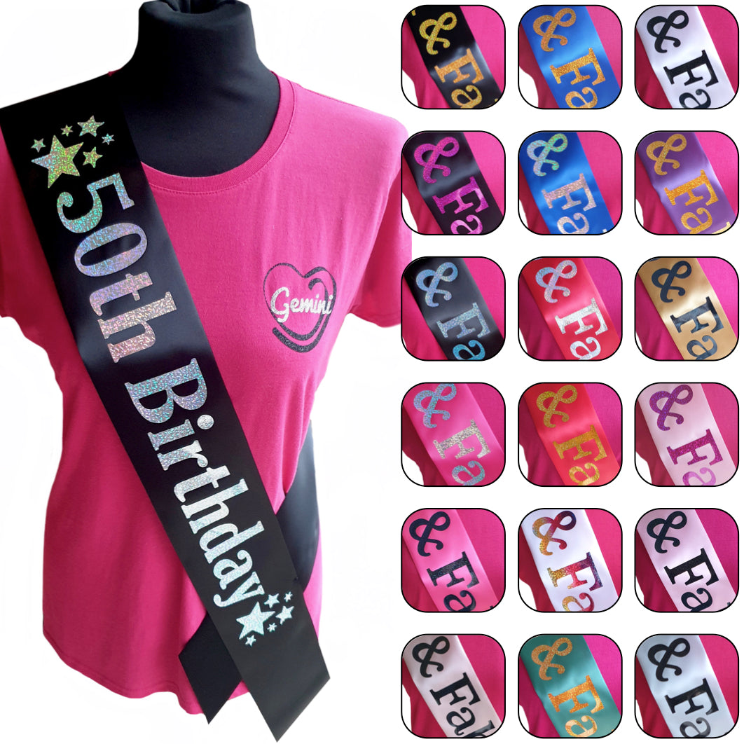 50th Birthday Holographic Star Sash