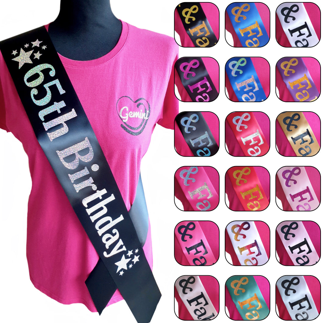 65th Birthday Holographic Star Sash