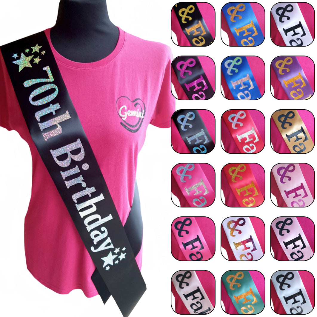 70th Birthday Holographic Star Sash