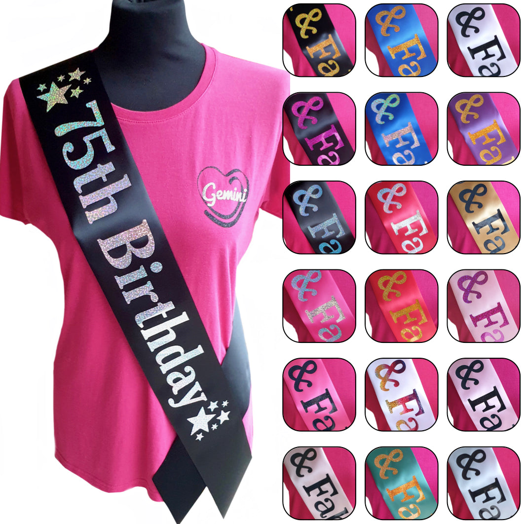 75th Birthday Holographic Star Sash