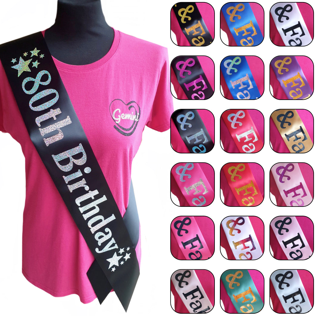 80th Birthday Holographic Star Sash