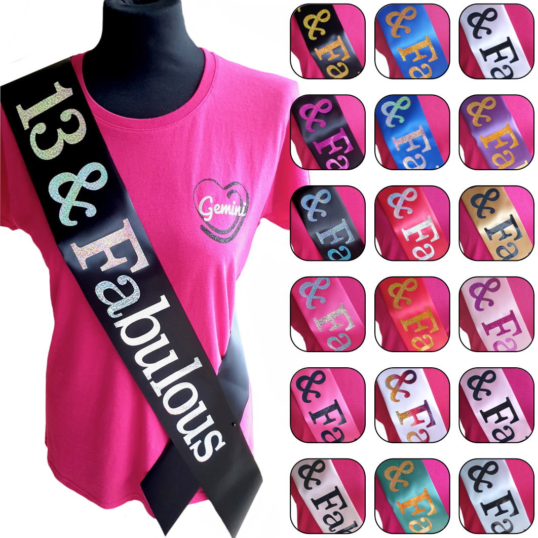 13 and Fabulous Holographic Birthday Sash