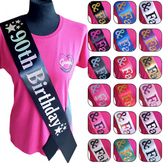 90th Birthday Holographic Star Sash