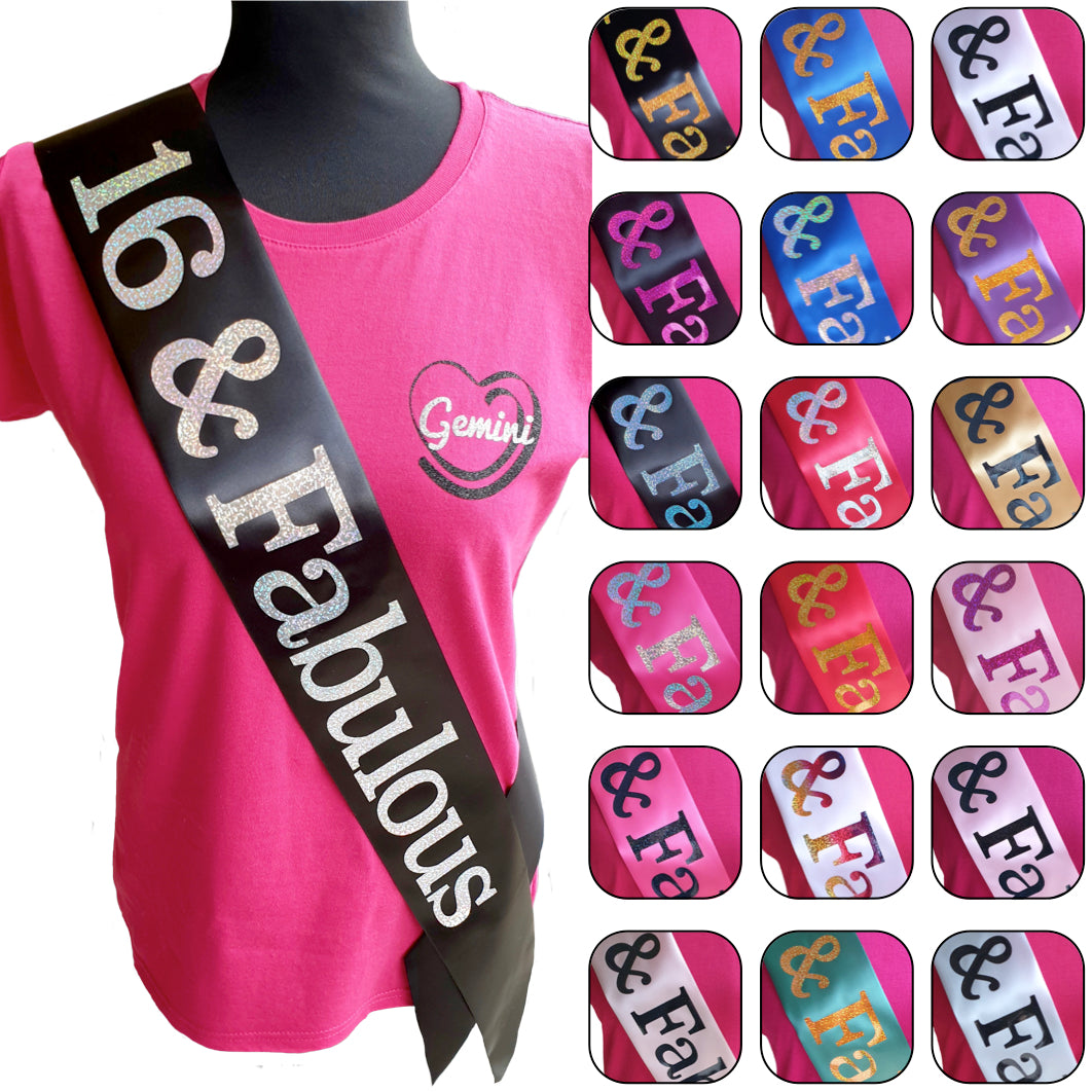 16 and Fabulous Holographic Birthday Sash